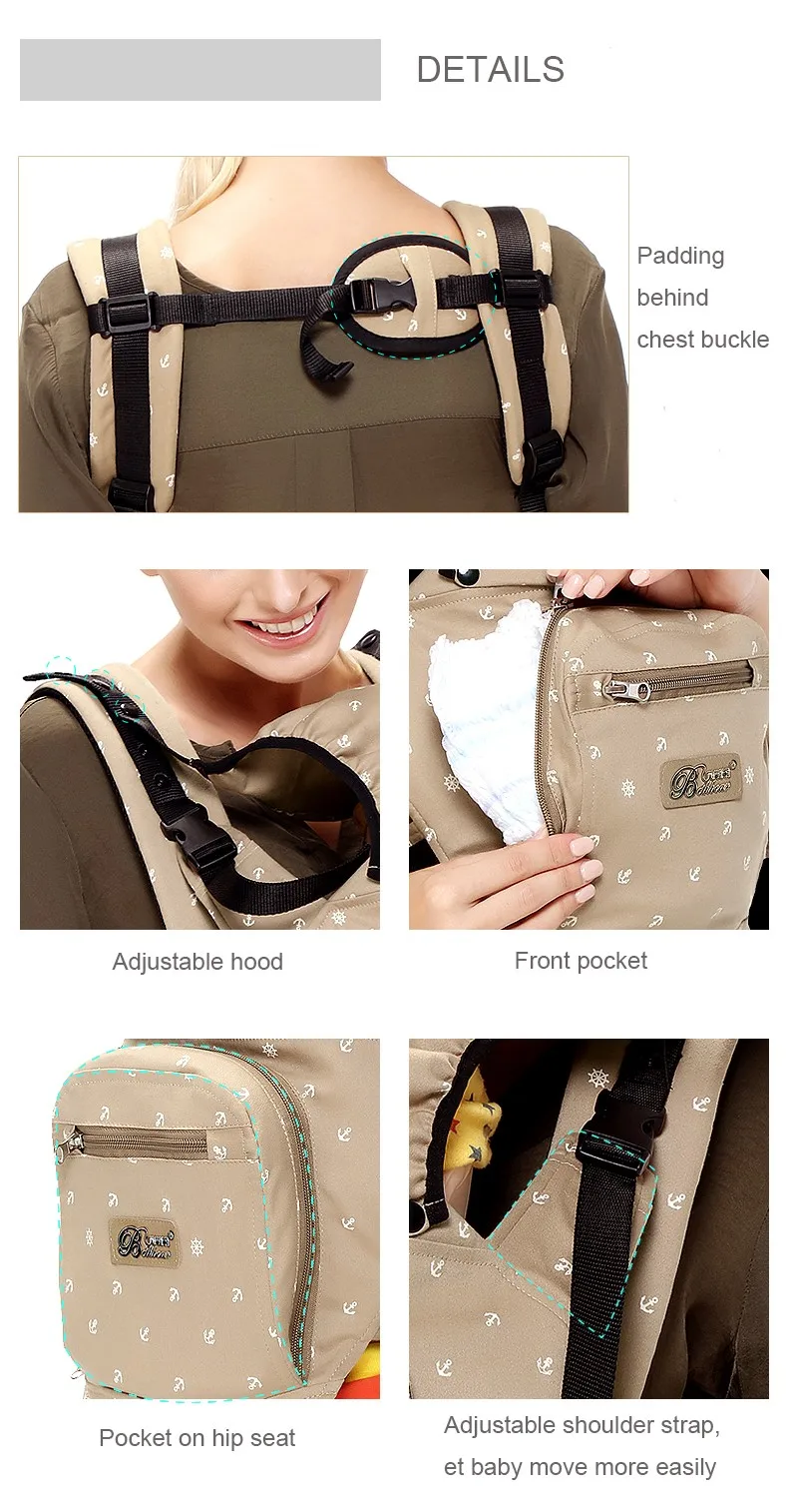 New Design Cotton Kangaroo Carrier Baby Carrier Hipseat Sling for Baby Infant Todder Kids 0-36M 11