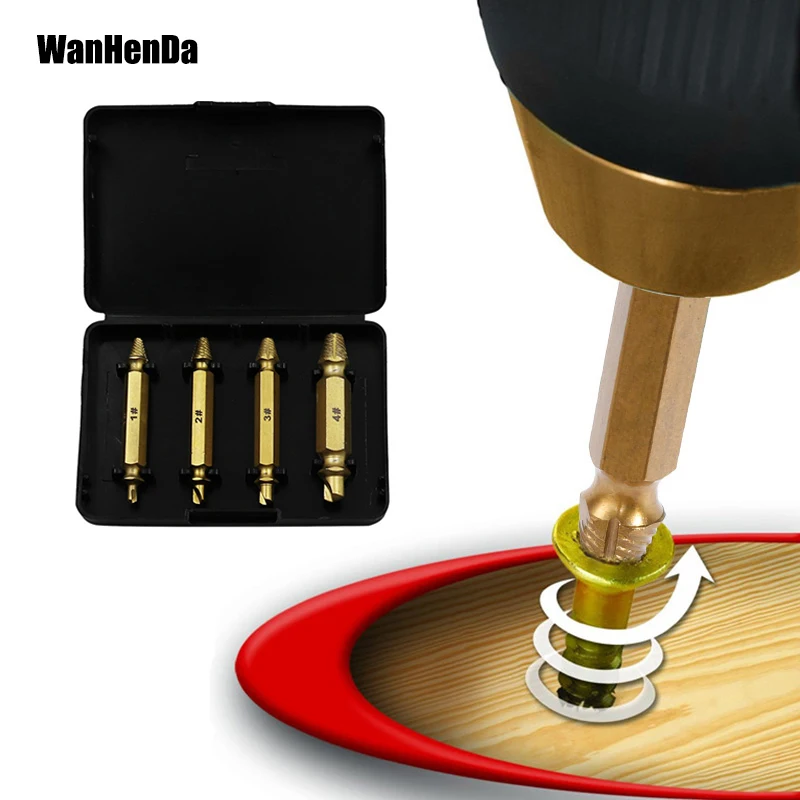 New 4pcs Core drill bit Golden Damaged Screw Remover Set Screw Remover