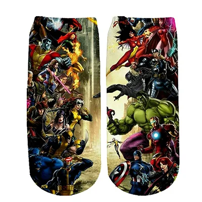 Носки с героями комиксов Marvel, Мстителей, комиксов, героев из мультфильма «Железный Капитан Америка», Теплые повседневные носки до колена с противоскользящей прострочкой - Цвет: 8