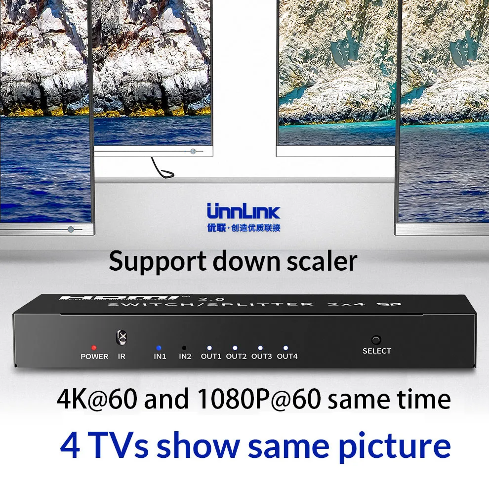 Unnlink HDMI 2.0 2 في 2/4 خارج مفتاح تبديل HDMI مجزأ 2x2/4 البصرية 3.5 مللي متر الصوت HDCP2.2 4K @ 60Hz HDR للتلفزيون العارض ps4 xbox Unnlink HDMI 2.0 2 في 2/4 خارج مفتاح تبديل HDMI مجزأ 2x2/4 البصرية 3.5 مللي متر الصوت HDCP2.2 4K @ 60Hz HDR للتلفزيون العارض ps4 xbox
