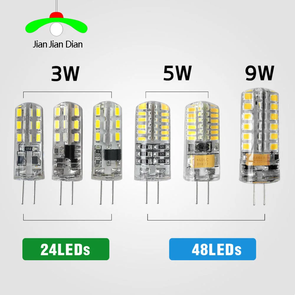 Сменная галогенная Светодиодная лампа G4 SMD 3014 2835 AC DC 12 В 220 3 Вт 5 9 10 20 30 угол
