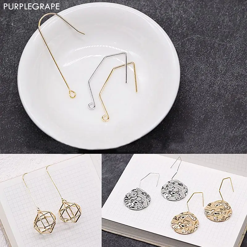 

Copper plated 18K gold DIY Earrings jewelry accessories material handmade original long ear hooks multilateral 10pcs