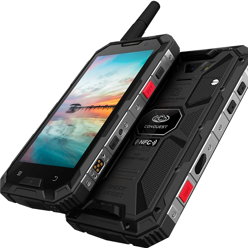 Conquest S8 PTT Walkie двусторонний смартфон MTK6753 3 ГБ 32 ГБ 5 дюймов Celular 6000 мАч Android 7,0 NFC прочный водонепроницаемый мобильный телефон