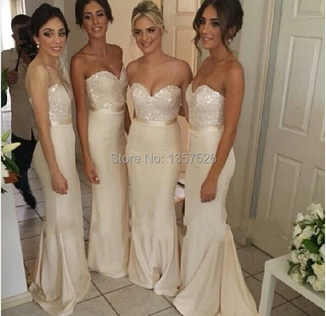 Amazing Beaded Sweetheart Strapless Long Mermaid font b Bridesmaid b font font b Dress b font