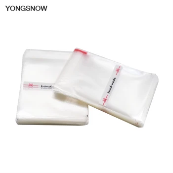 

7*7cm Small Plastic Candy Bags Hand Made Cookies Bag 100pcs/lot Transparent Cellophane Self Adhesive Pouch Wedding Decoration