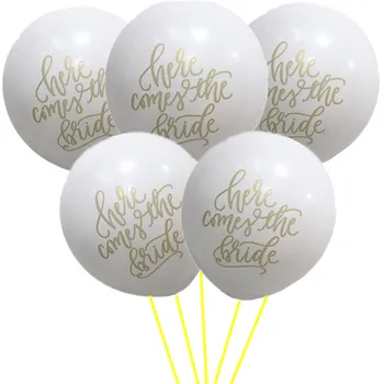 

100pcs/lot here comes the bride balloon gold bride wedding balloons welcome bride coming balloons