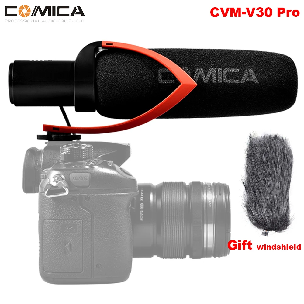 

COMICA CVM-V30 Pro Red or Black Electric Super-Cardioid Directional Condenser Video Microphone for Video Shooting and Camcorder
