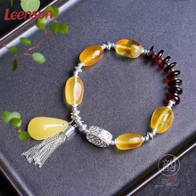 Leensun ювелирные изделия, ручной работы 925 серебро с янтарные бусы/браслет подарок для женщин
