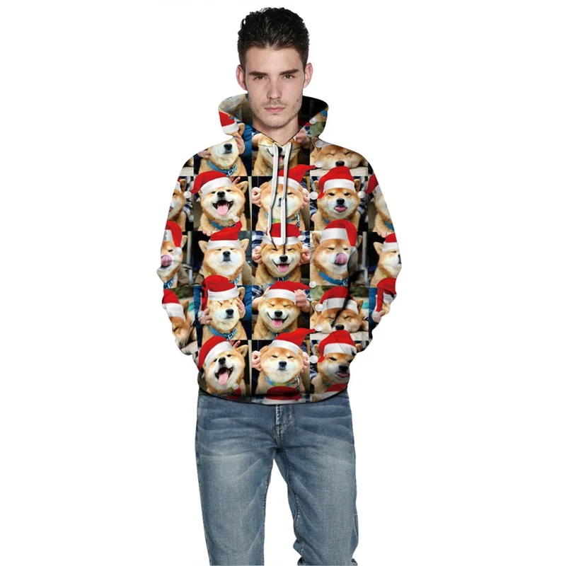 Для мужчин женщин Рождество толстовки 3d свитера большого размера животного товары для собак полный печати Шиба ину Толстовка повседневное