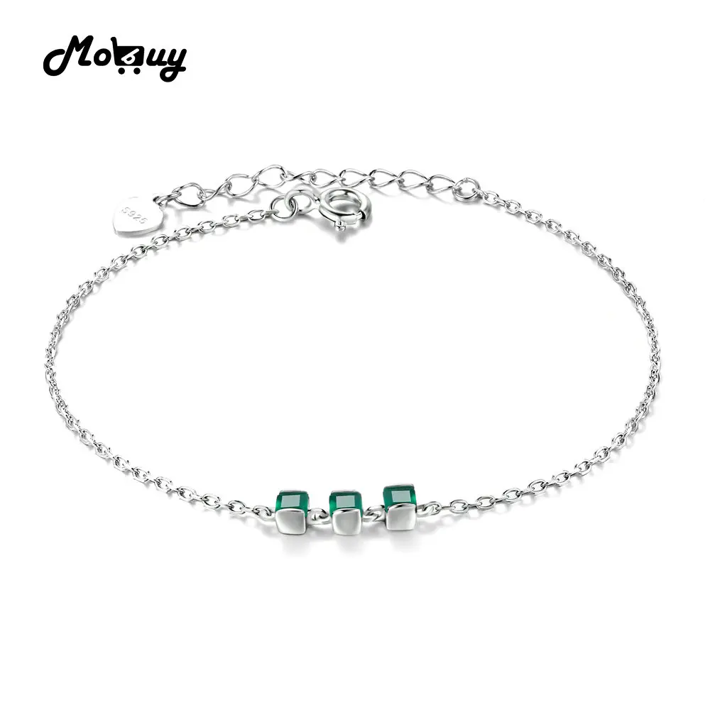 MoBuy MBHI017 Повседневный квадратный зеленый драгоценный камень халцедон браслет и