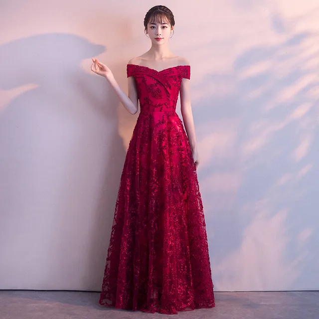 red elegant long dress