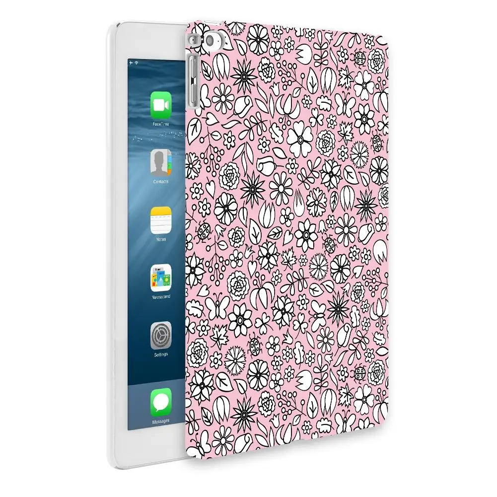 New Pink Black Floral Printed Tablet Protective Cover Case for iPad Air