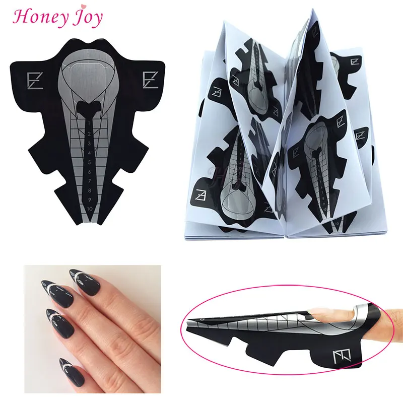 

100pcs Pro 3 in 1 Suit Pattern Square/Rhombus/Stiletto Tips Nail Forms Acrylic Curve UV Gel Nails Extension Nail Art Tool Guide