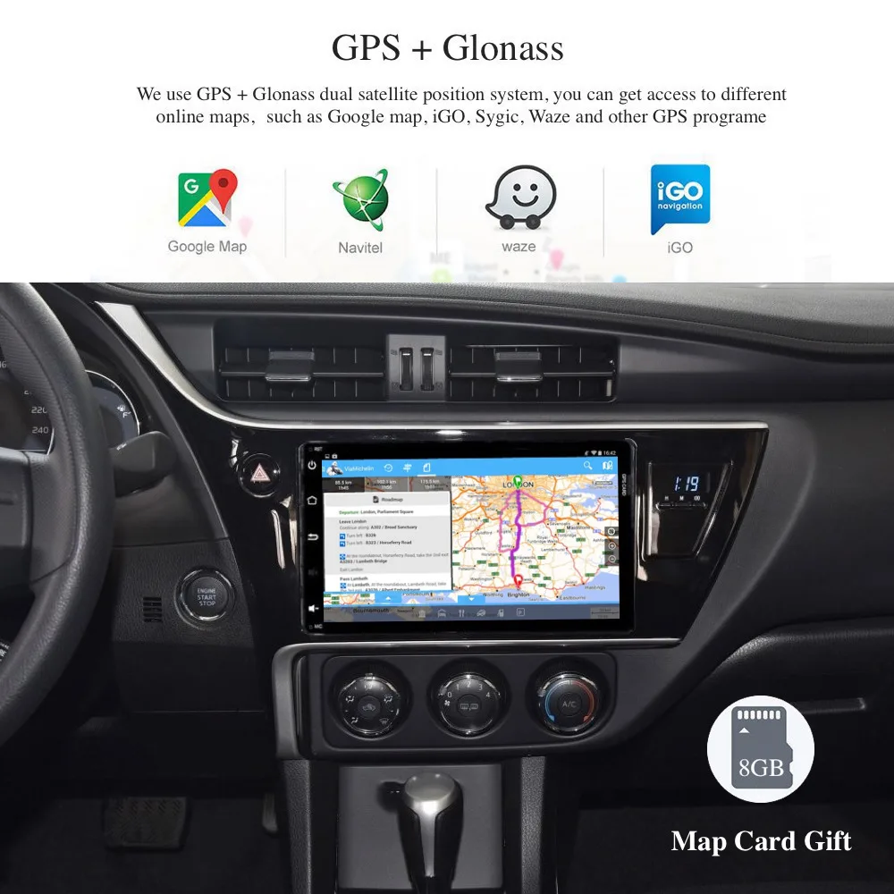 Sale Android 9.0 Car Radio 2 Din GPS Navi for Toyota Corolla Auris Fortuner Auris innova 2017 2018 PX6 DSP IPS 4Gb+64Gb RDS WIFI BT 1