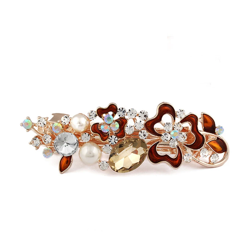 Hair Braid Accessories Floral Hair Clips Hairpins Crystal Metal Barrette Hair Pins Pearl Rhinestone Flower Women Styling Tools