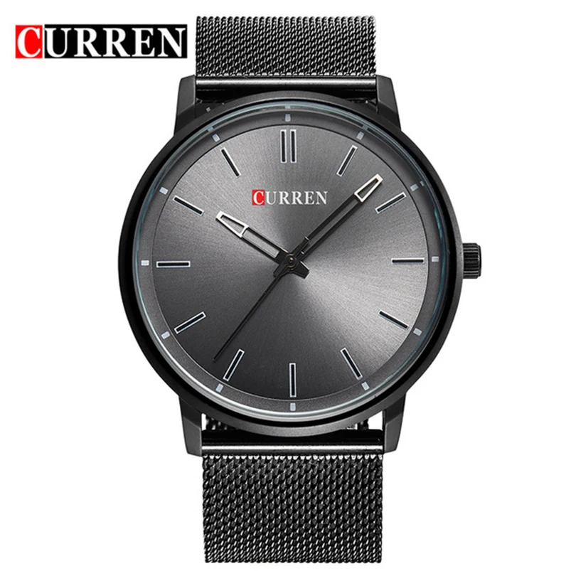 

Top Luxury brand CURREN Watches men Stainless Steel Mesh strap Quartz-watch Thin Dial Clock man relogio masculino Dropship 8233