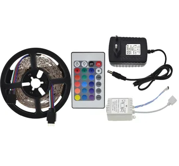 

LED Strip Light 3528 RGB 5M 300 LED Non-Waterproof Flexible Strip Light Set with 4Keys Remote Controller + 12V 3A Power Adapter
