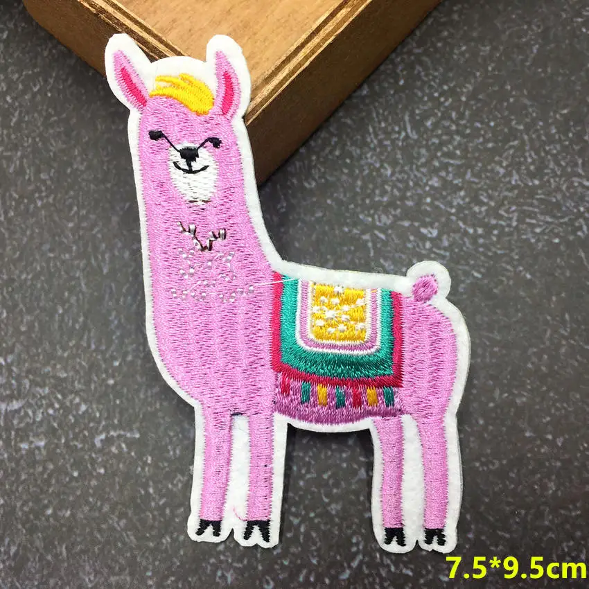 Llama Альпака аппликация патчи железо на para рубашка одежда Джерси кепки вышитые аксессуары значок на платье 6 шт - Цвет: R2647-Pink