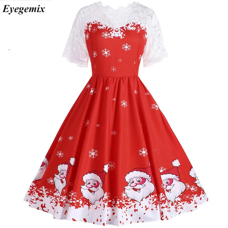Модное женское элегантное милое платье, рождественское женское кружевное платье с коротким рукавом в стиле пэчворк, винтажное вечернее платье, сексуальное платье Vestidos - Цвет: JY13089