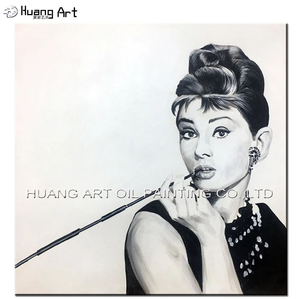 

Handmade High Quality British Actress Audrey Hepburn Portrait Oil Painting for Home Decor Impression Figure Painting on Canvas
