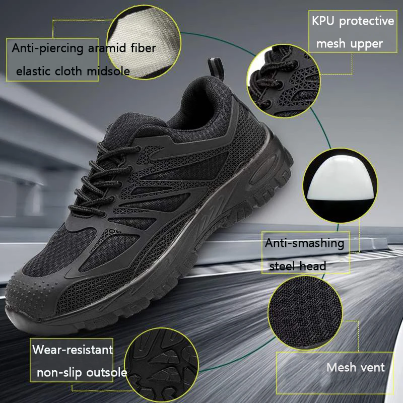 New exhibition Men Steel Toe Safety Shoes Casual Breathable Work Sneaker Anti-piercing aramid fiber Protective Footwear tenis