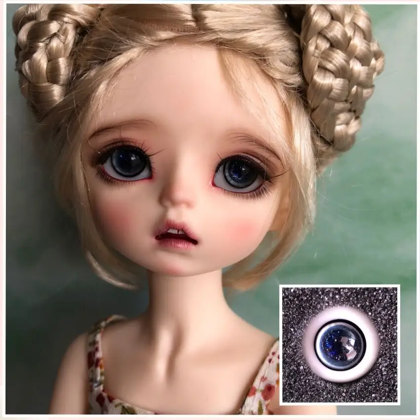 Nice Blue Iris&Gray Pupil 12mm Glass Eyes for Joint 1/6 BJD Dollfie 