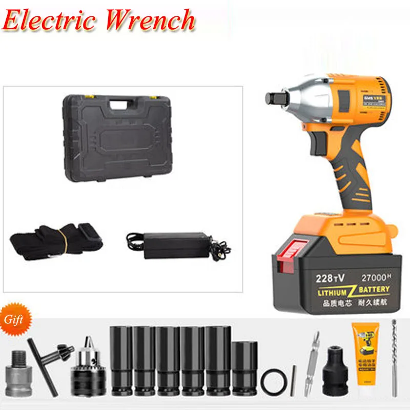 

Electric Wrench Brushless/Cordless Impact Socket Wrench Hand Drill Installation Power Tools Rechargeable Li Battery 168TV13000