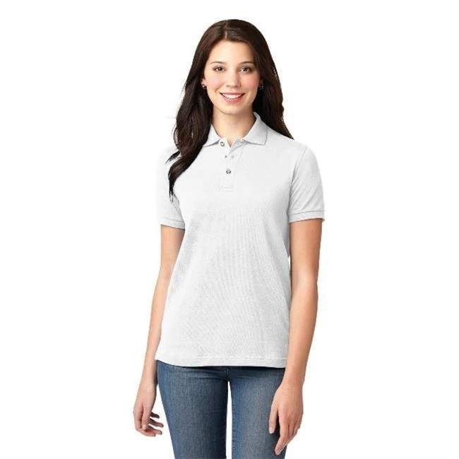 Port Authority L420 Ladies Heavyweight Cotton Pique Polo T-Shirt White - Extra Large