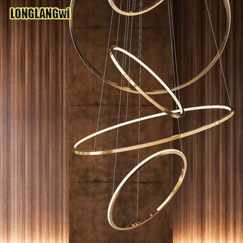 

5 Ring Post Modern round Led Chandeliers Light Simple Newest Globe Design For living Room Restaurant Indoor Lighting Gold/Chrome
