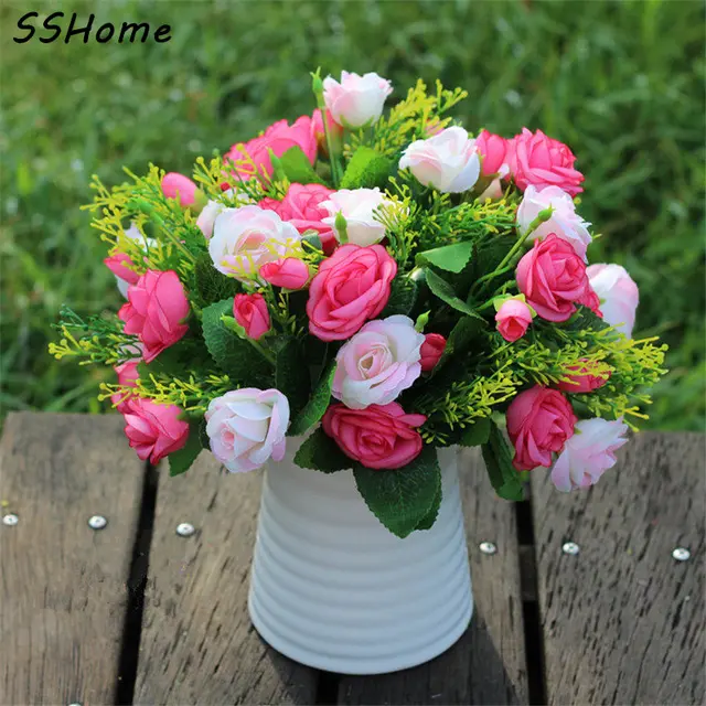 Emulational Valentine Rose Artificial Flowers Korean Decorated Silk Emulational Valentine Rose Artificial Flowers Korean Decorated Silk Flower Plants Fake For Living Room Ornament