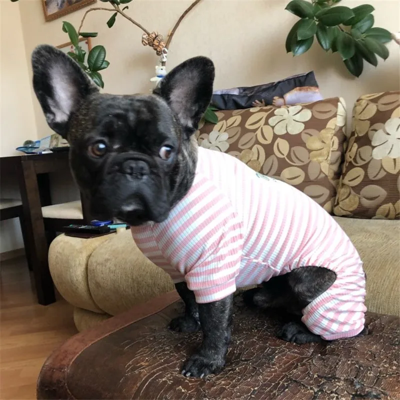 Французские толстовки "Бульдог" полосатый комбинезон пижамы пальто для собак маленькие собаки чихуахуа костюм для мопса наряд щенок йоркширского терьера куртка