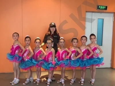 Перо блесток современный латинский танец платье для девочек танцевальный зал для самбы Румба соревнование детей для занятий танцами сальса танго