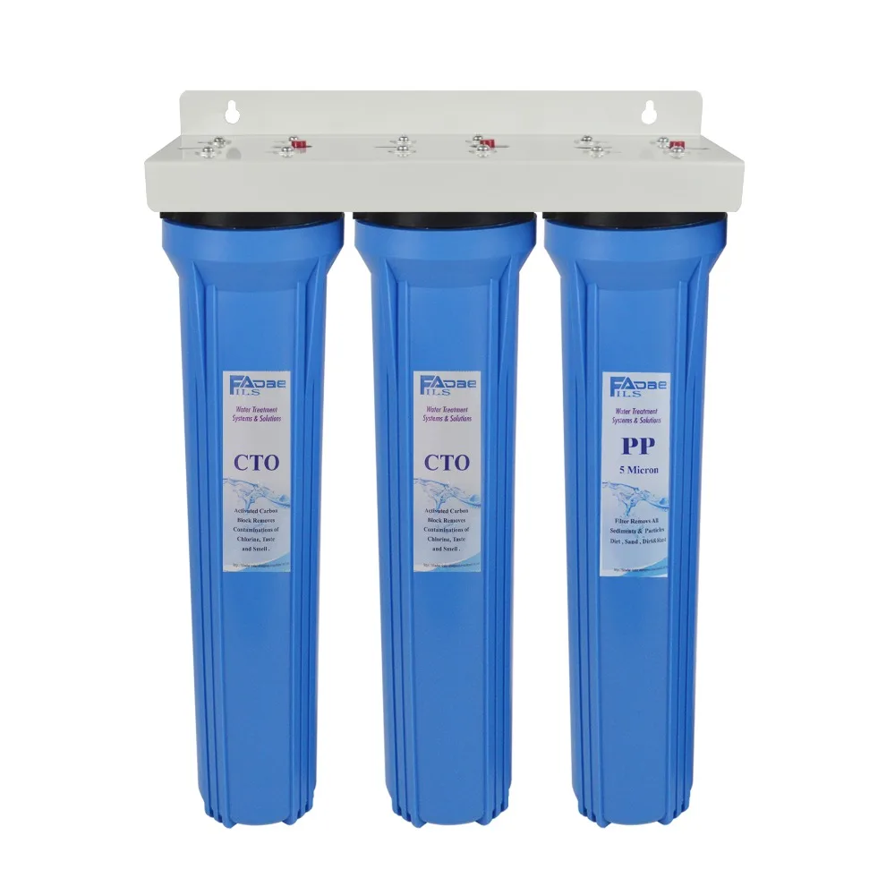Весь дом 3 стадии фильтр для воды Системы с 2" x2.5" PP осадков и Двойной Премиум угольный фильтр 1 и 5 микрон. 3/" на входе