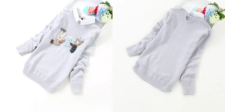 Свитера для девочек с поддельными нагрудными 3D картинками пуловеры для мальчиков осенне-зимняя одежда пальто для детей
