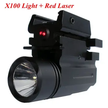 

2 In 1 Combo Tactical Red Dot Laser Sight + X100 LED Flashlight Glock Handgun Weapon Light For 20mm Rail Hunting Accessories