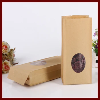 

10*28+6cm 30pcs kraft paper Organ Window bag for gift/tea/candy/jewelry/bread Packaging Paper food bag diy Jewelry Pack Display