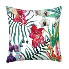 Por Tropical Rainforest Decorations 45x45cm Tropical Rainforest Plant Polyester Car Cushion Cover Leaf Geometry Wedding Decoration Pillow Case Chair