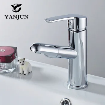 

Kitchen Cocina Deck Mounted Pull Out Brass Chrome Finish Basin mixer mixer Vanity Vessel Cold And Hot Water Tap Yanjun -6677