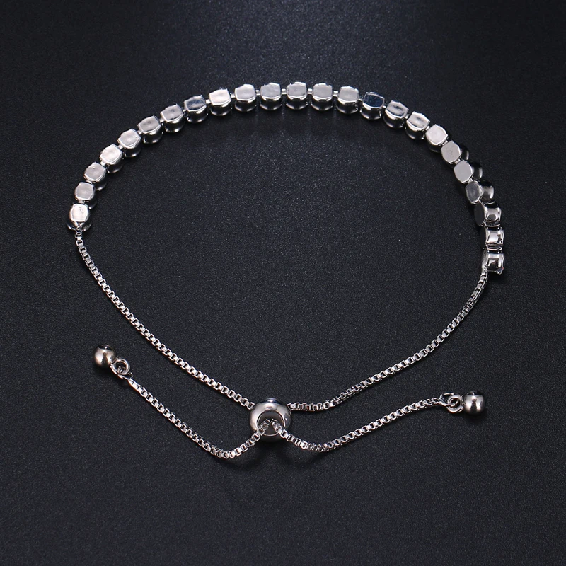 Женский браслет с подвеской LZX регулируемый из белого золота кристаллами|bracelets