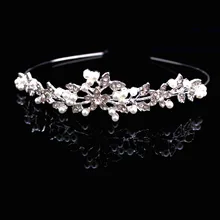 Милый жемчуг цветы дети корона принцессы со стразами тиары День рождения Свадебные детские повязки на голову цветы девушки голова Короны головной убор