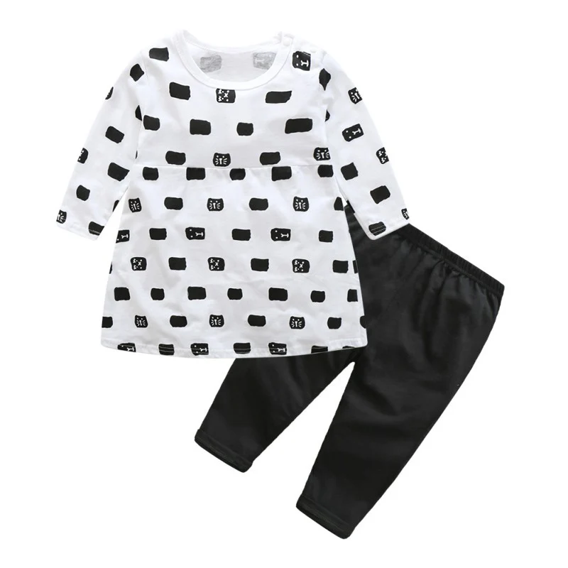 Fashion 2PCS Newborn Baby Girls Cute Outfits Set Kid Girls Clothes T-shirt Tops Dress+Leggings Pants Set