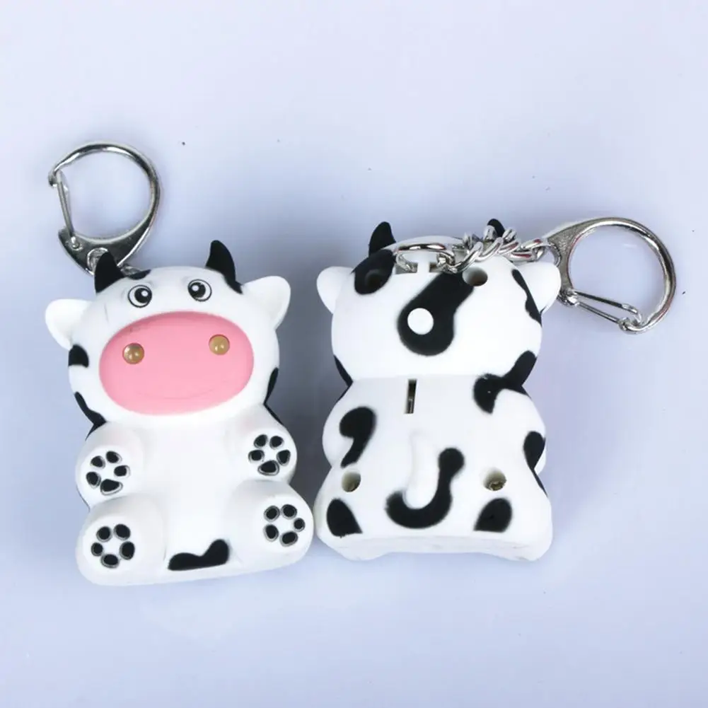 

Cute Milk Cow Doll Pendant Protective key Chains LED Light Sound Key Holder Keychain Bag Ornaments Jewelry Accessories