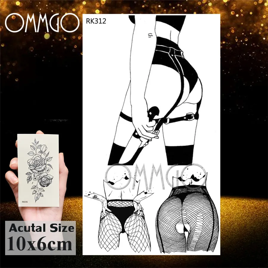 OMMGO 3D Ромбы, треугольники, череп, монашка, временная татуировка, наклейка для мужчин и женщин на руку, нога, бумага для тату, водонепроницаемый, боди-арт, черные татуировки - Цвет: ORK312