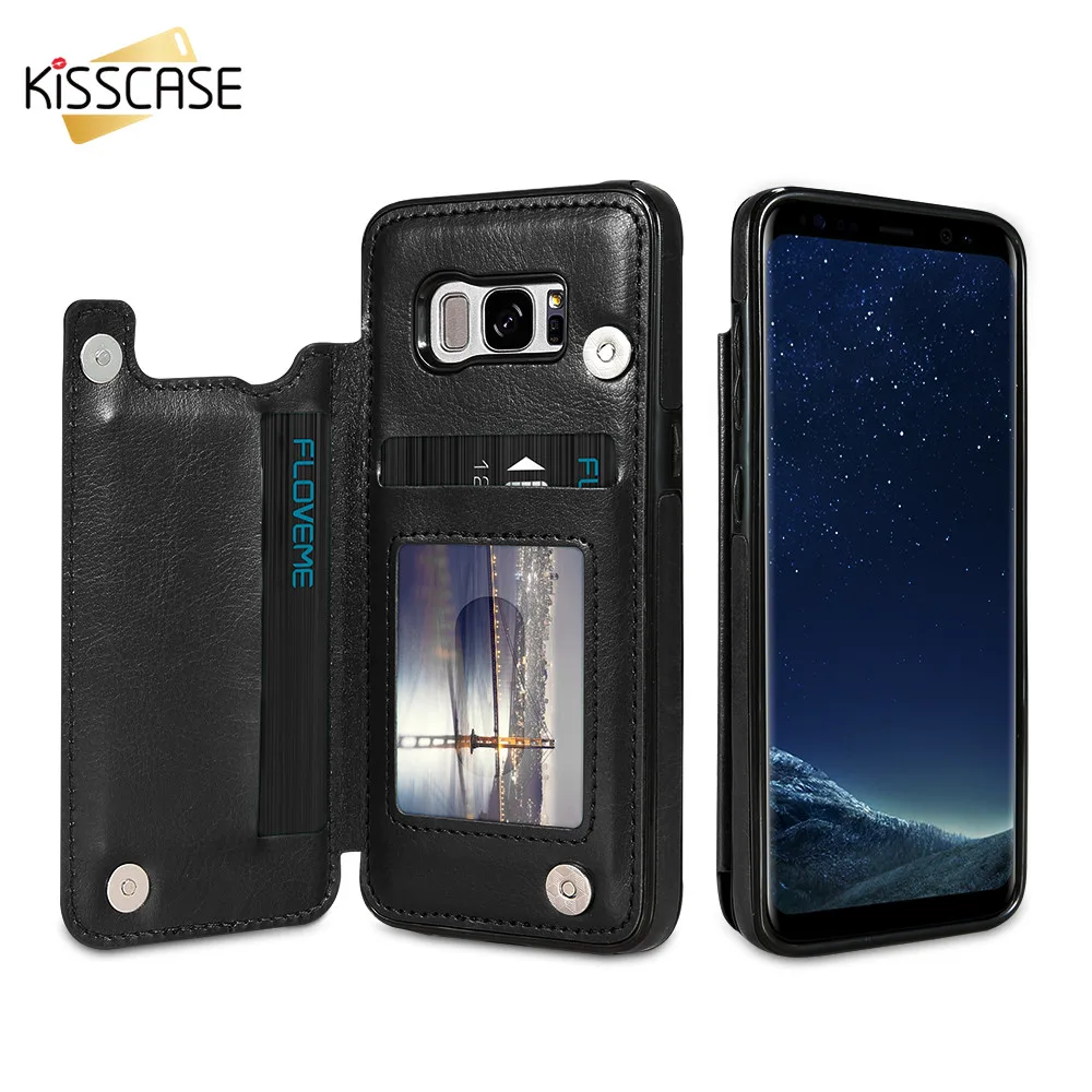 

KISSCASE 3 in 1 Phone Case For Samsung Galaxy S7 Edge S8 S9 Plus Note 8 9 Luxury Magnetic Leather Cover Card Slot Holder Fundas