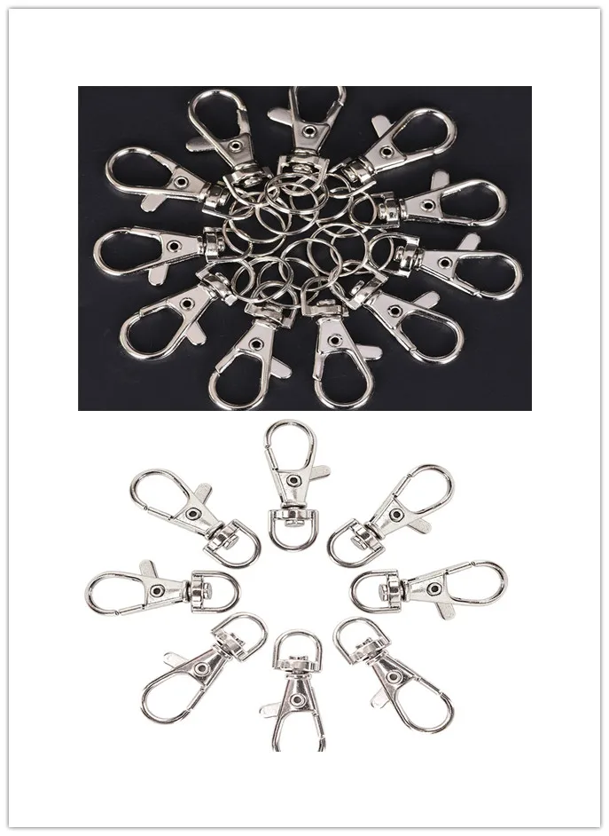 10pcs Classic Key Chain Ring Silver Metal Swivel Lobster Clasp Clips Key Hooks Keychain Split Ring DIY Bag Jewelry 2 Style