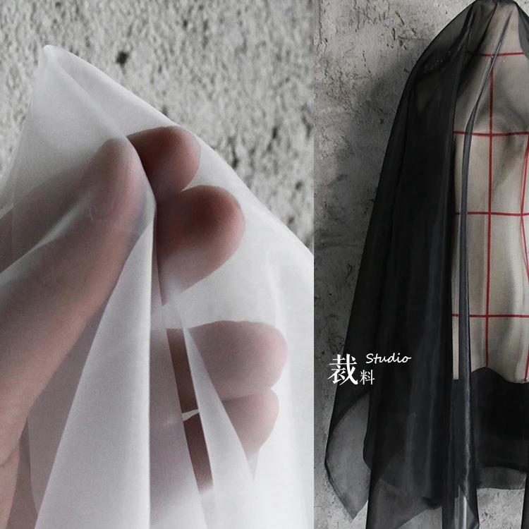 

45cm*150cm/piece Organza black and white foundation two color lining mesh fabric designer fabrics dress gauze dress cloth
