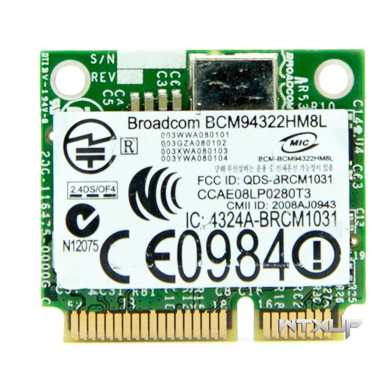 Broadcom BCM94322HM8L BCM94322 Двухдиапазонная 300 Мбит/с 802.11a/b/g/n DW1510 Mac OS Mini PCIE WiFi беспроводная сетевая карта для hackintosh