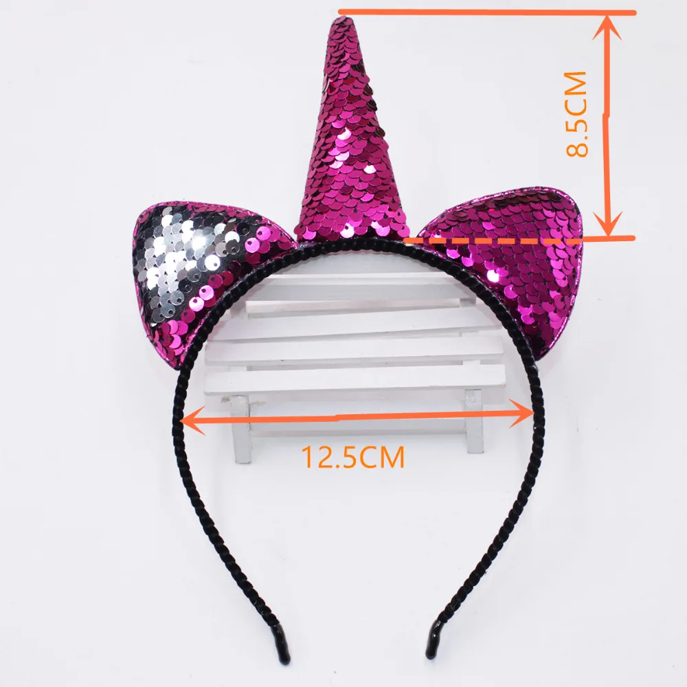 Details about   Cat Ear Soft Fur Sequin Unicorn Headband hair band accessory Halloween costume 