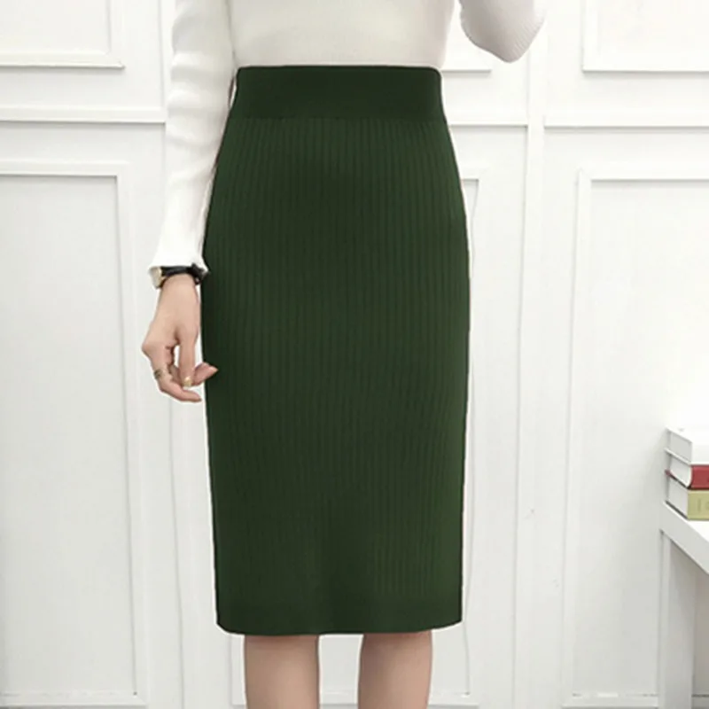 Модная упаковка бедра, высокая талия пикантная юбка средней длины Облегающие юбки-карандаш Для женщин юбка