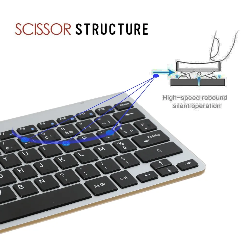 Zienstar AZERTY, ультра тонкая беспроводная клавиатура на французском языке 2,4G для Macbook/PC компьютера/ноутбука/Smart tv с usb-приемником